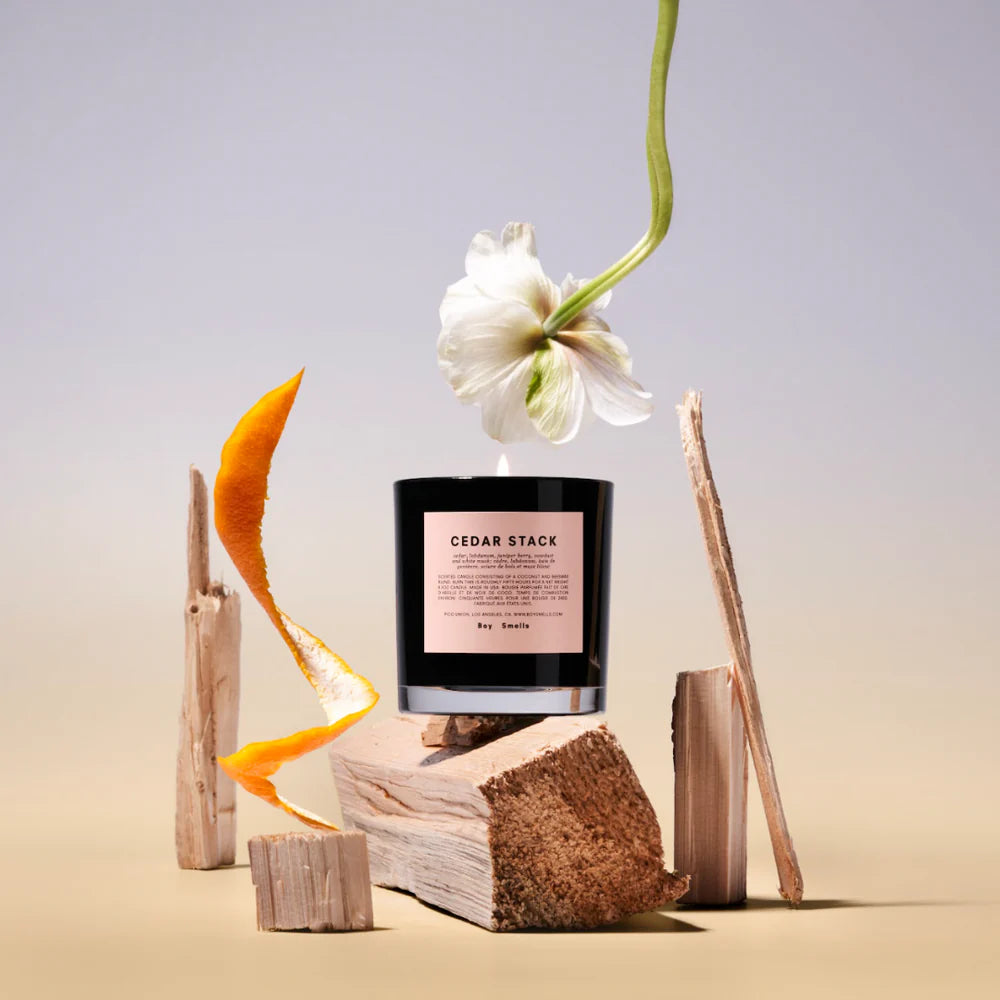 Boy smells- Cedar stack standard candle