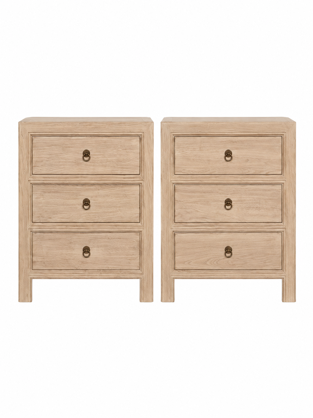 Elm 3 drawer bedside table
