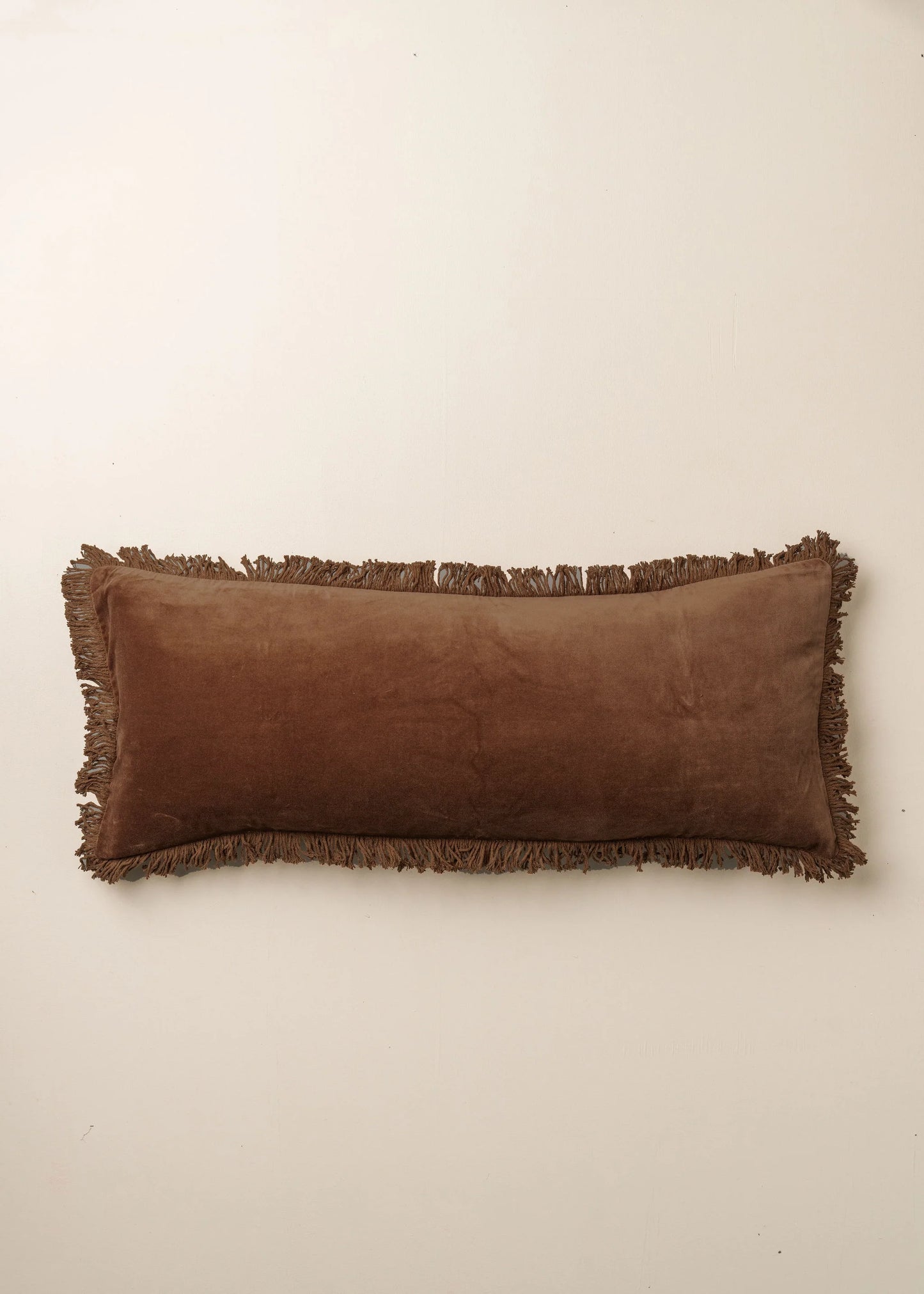 Velvet bolster cushion- chocolate