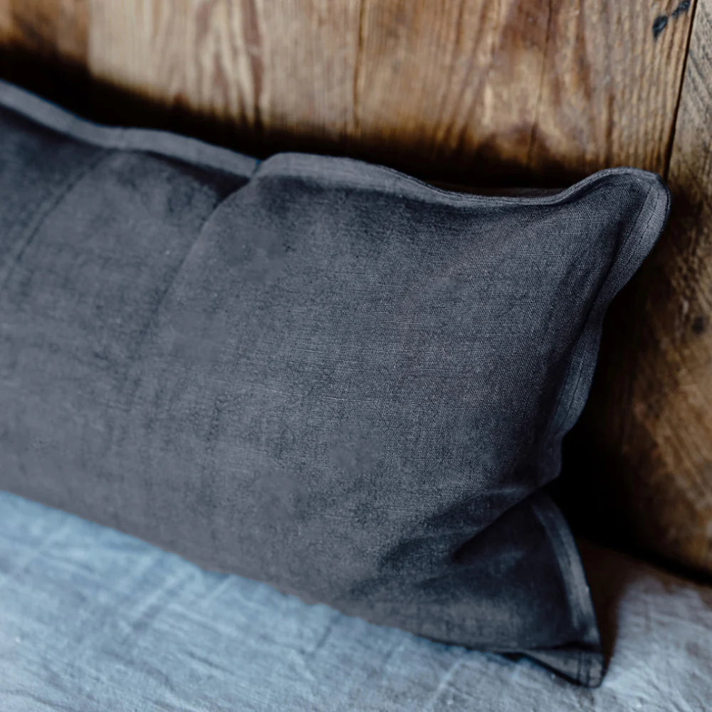 Luca Linen Lumbar Cushion Midnight 120 x 40cm