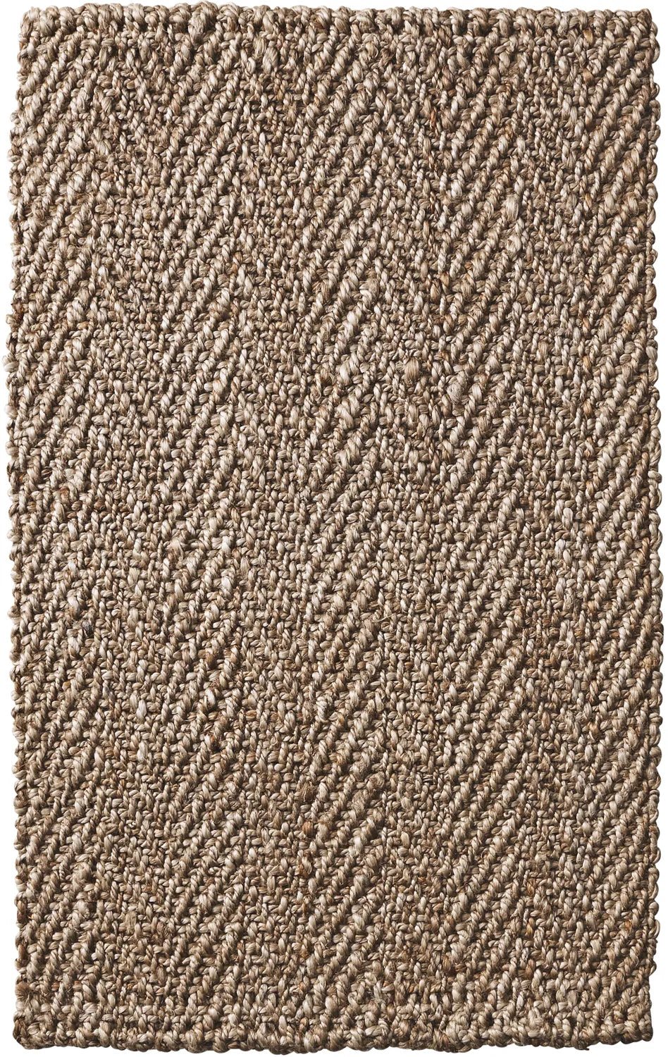 Herringbone Silver – Handspun Jute Herringbone Natural Silver Tucked Ends Latex Backed