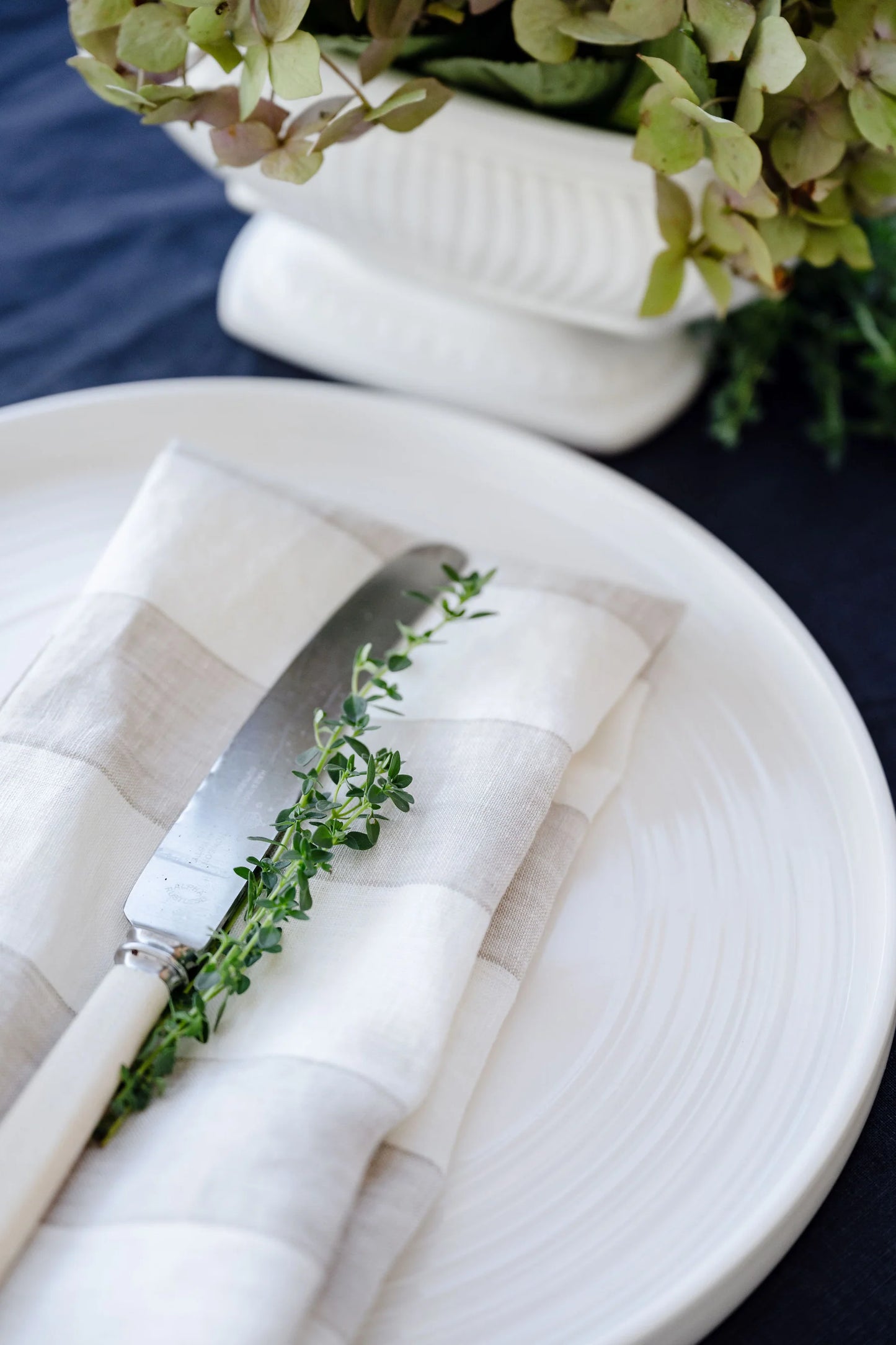 Long Lunch Linen - Portobello Stripe Linen Napkins