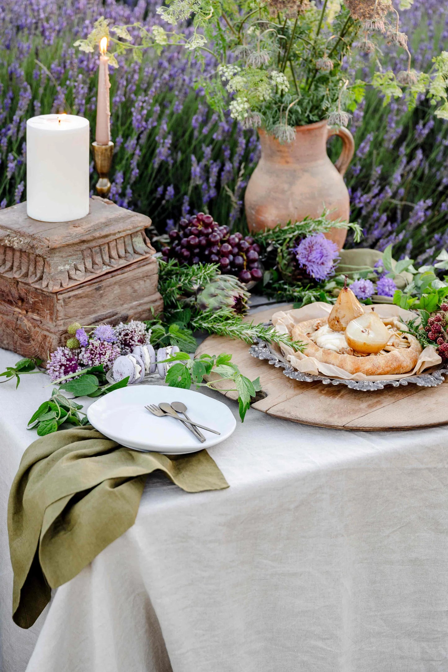 Long Lunch Linen - Caper Berry Linen Napkins