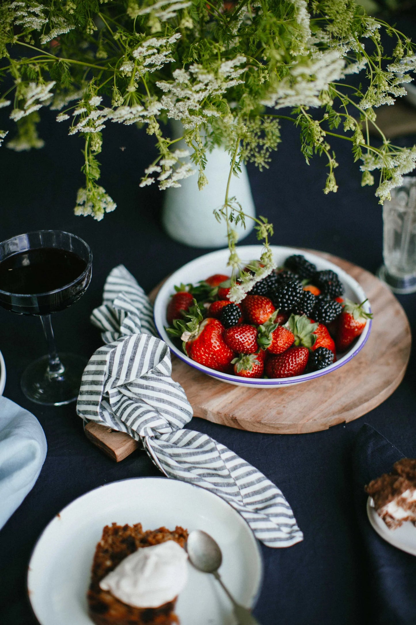 Long Lunch Linen - Salt & Pepper Stripe Linen Napkins