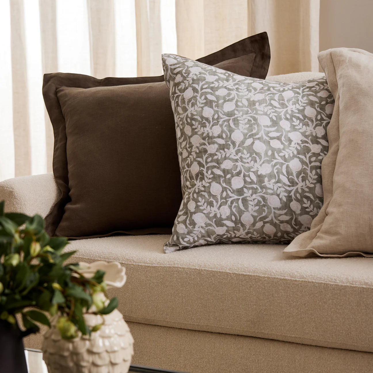 Cushion - Vienna green/beige 55 x 55