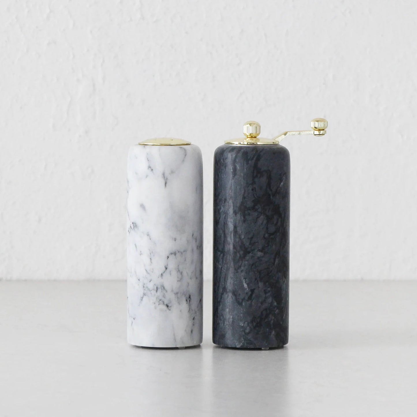 NUVOLO | SALT + PEPPER MILL SET OF 2 | ASH GREY + WHITE MARBLE