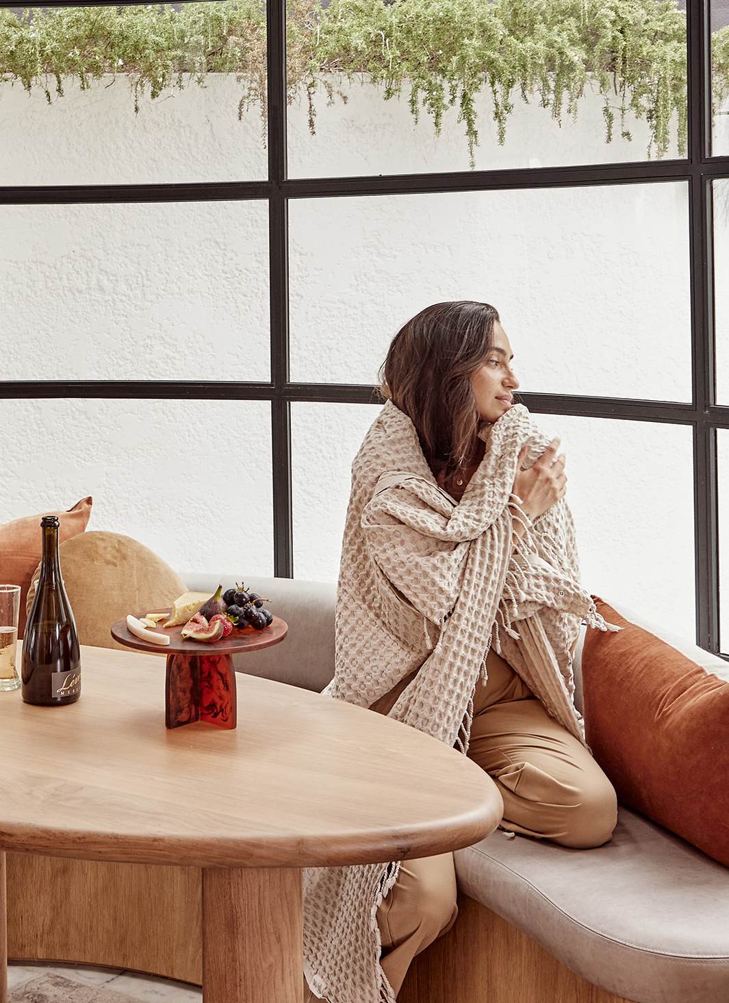 Corfu cotton throw- clay