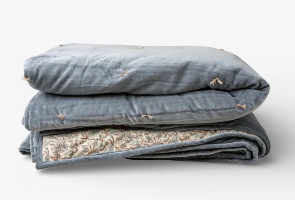 Serena Handblocked Velvet Quilt Large