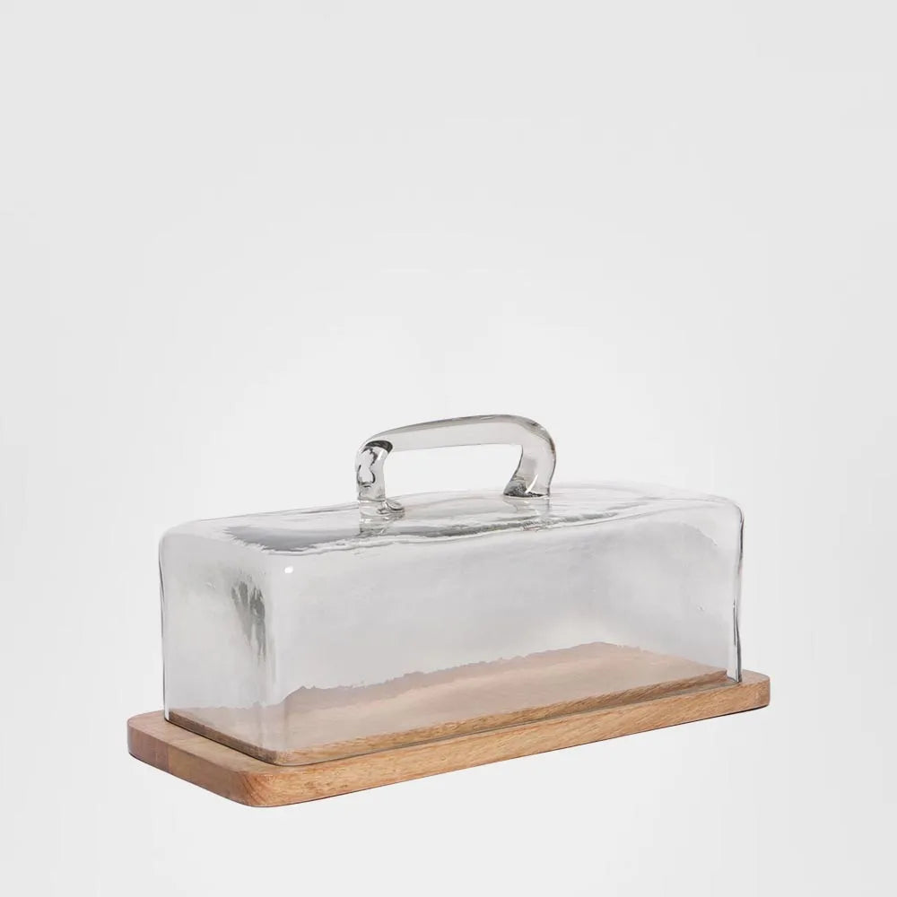 Rectangle Glass Cloche w/ Wood Base