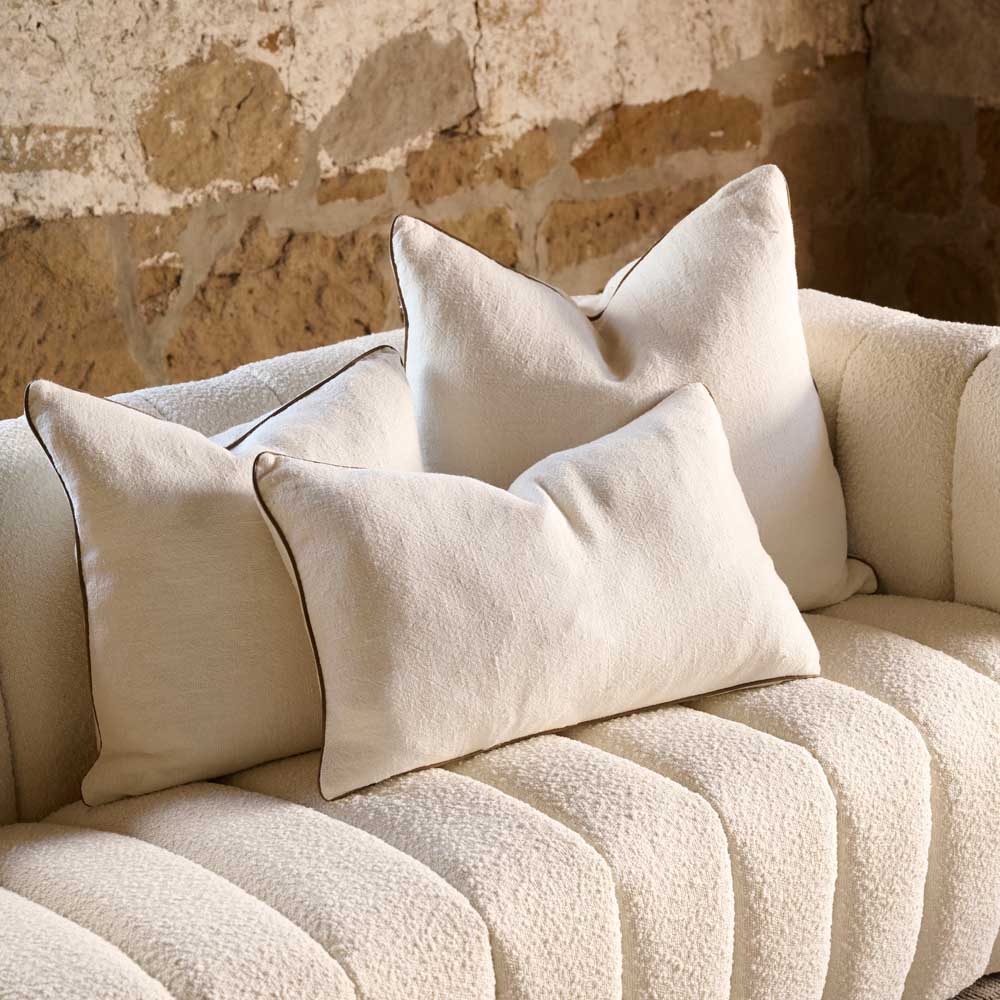 Muse Linen Off White Feather Filled Cushion 40 x 60cm
