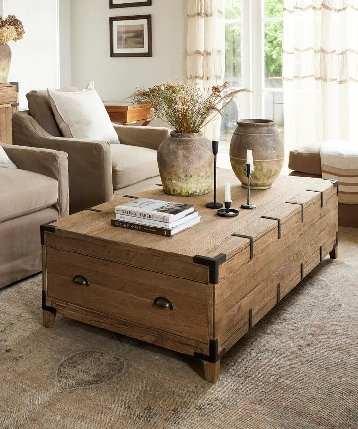 Baldwin reclaimed oak trunk coffee table