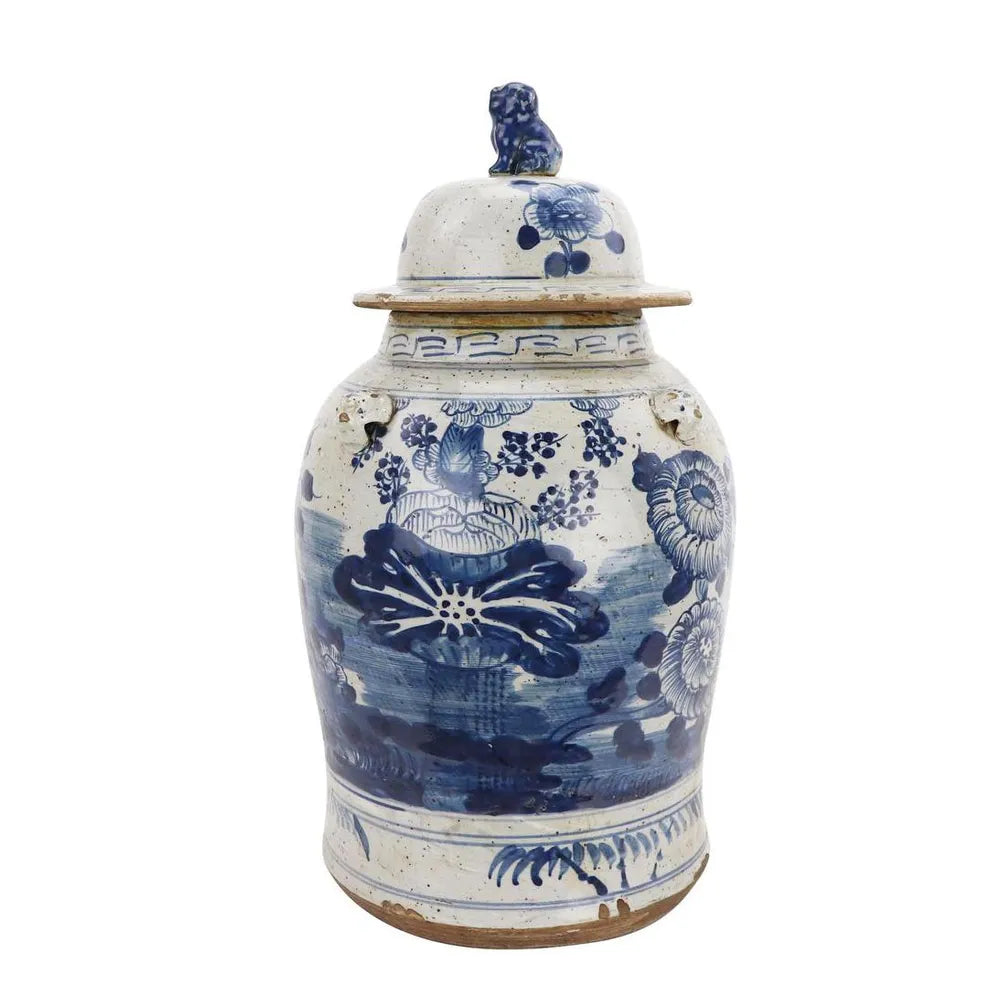 Lotus Porcelain Lidded Ginger Jar