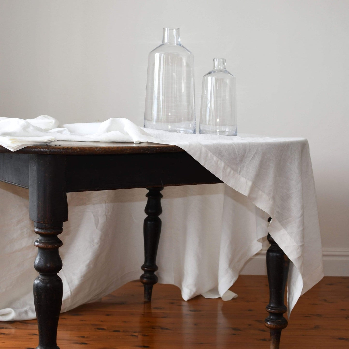 Long Lunch Linen - Brie White Linen Tablecloth