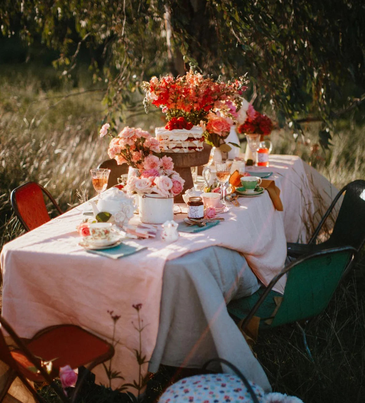 Long Lunch Linen - Rose Pink Linen Tablecloth