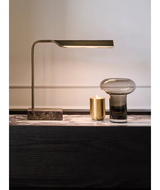 Table Lamp Antique Brass/ Brown Marble
