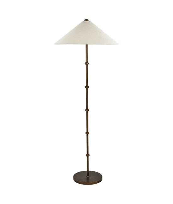 Monaco 3 Light Floor Lamp in Bronze with Natural Linen