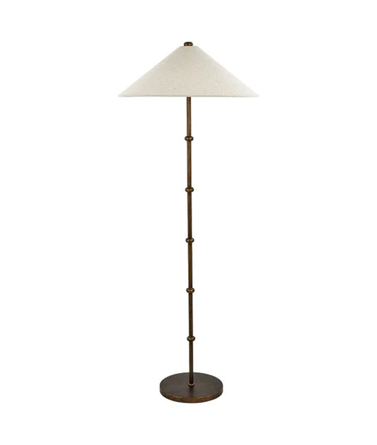 Monaco 3 Light Floor Lamp in Bronze with Natural Linen