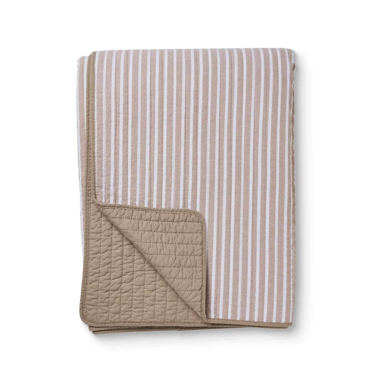 Sinclair Coffee Striped Quilt Coverlet