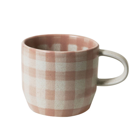 Soft terracotta check mug