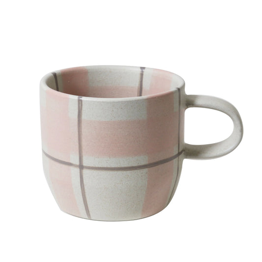 Blush & grey check mug