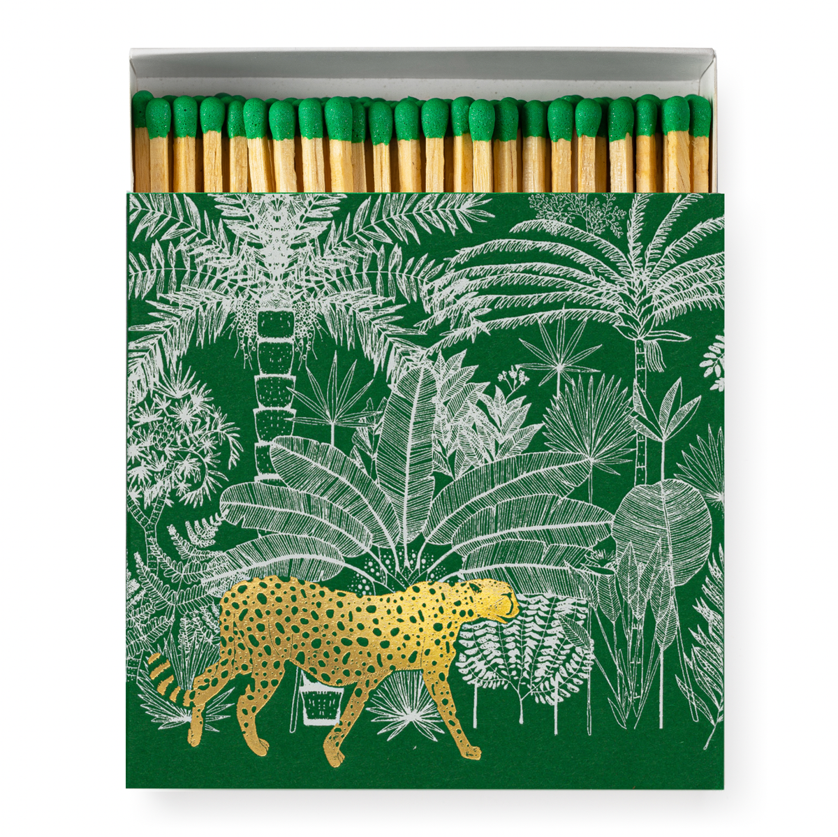 Green Cheetah in Jungle | Square - Safety Matches