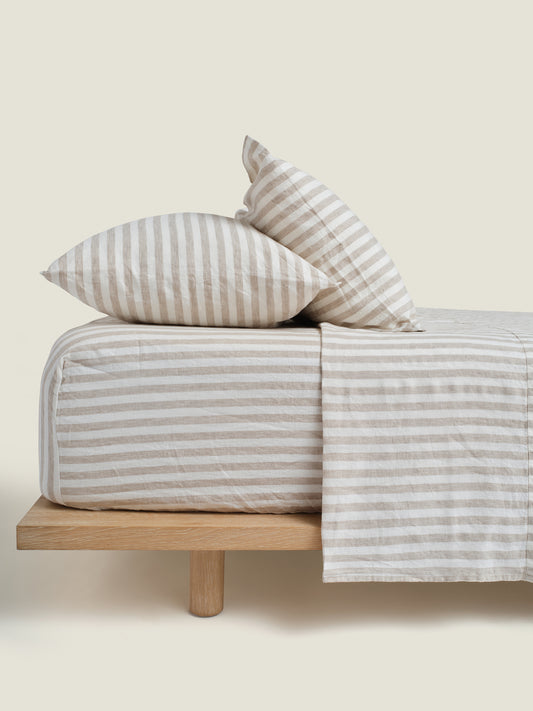 Carlotta & Gee - Wide Natural Stripe Linen