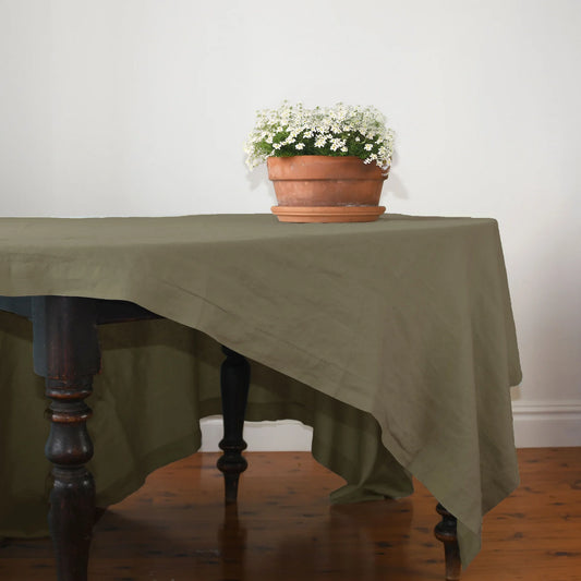 Long Lunch Linen - Caper Berry Green Tablecloth