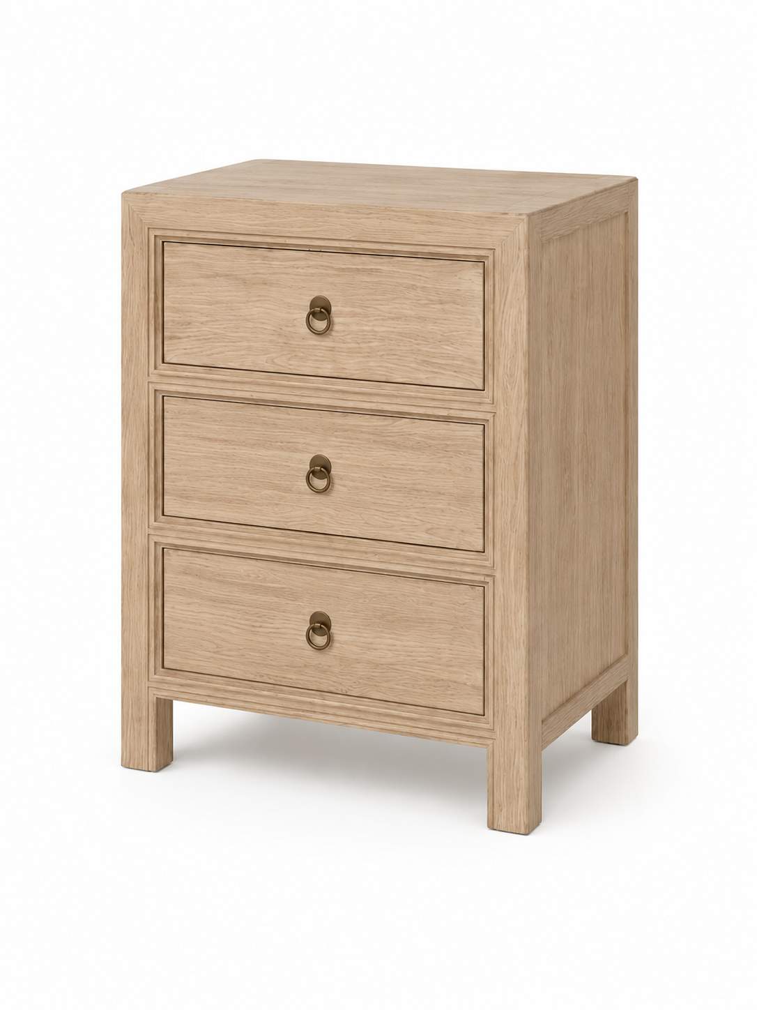 Elm 3 drawer bedside table