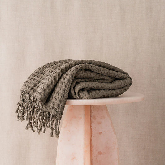 Corfu cotton throw- olive