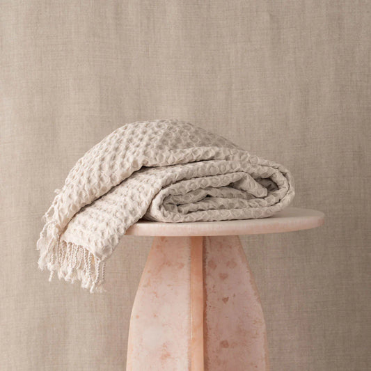 Corfu cotton throw- clay