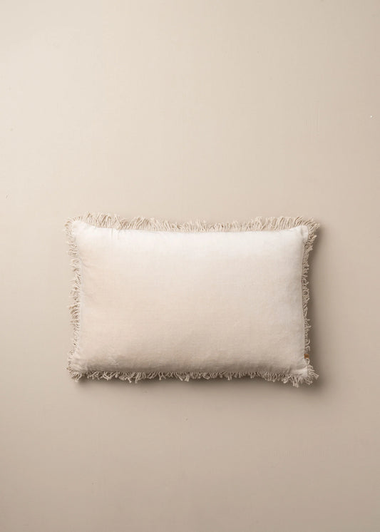 Velvet Fringed Cushion | Clay