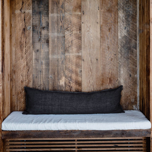 Luca Linen Lumbar Cushion Midnight 120 x 40cm