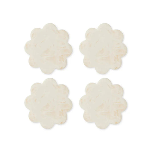 Aries cream scallop coaster- set of 4