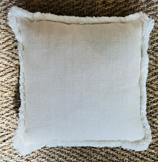 White Fringe Cushion