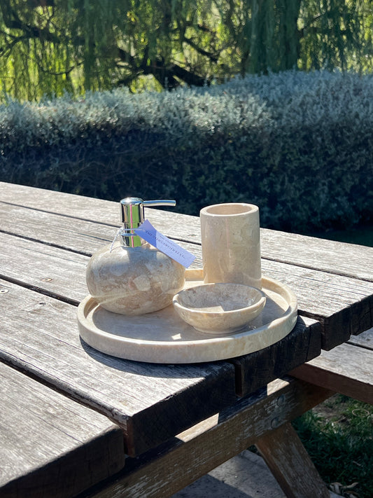 Round Cream Bathroom Set