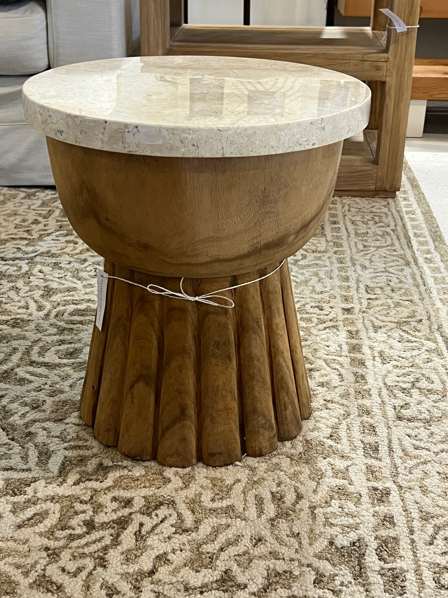 Timber Stool w/ Marble Top