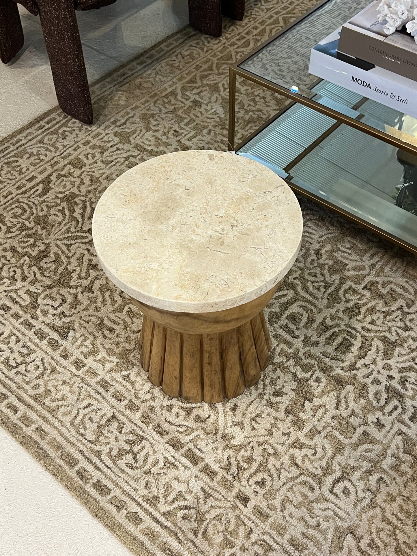 Timber Stool w/ Marble Top