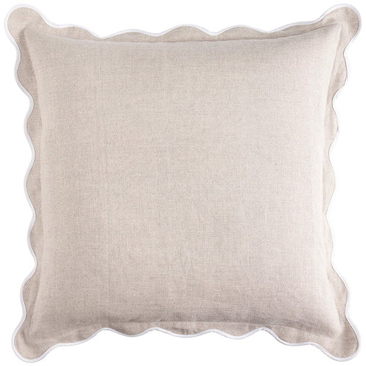 Linen Scallop Cushion - Sand