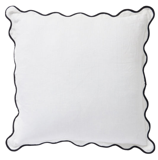 Linen Scallop Cushion - Blanc