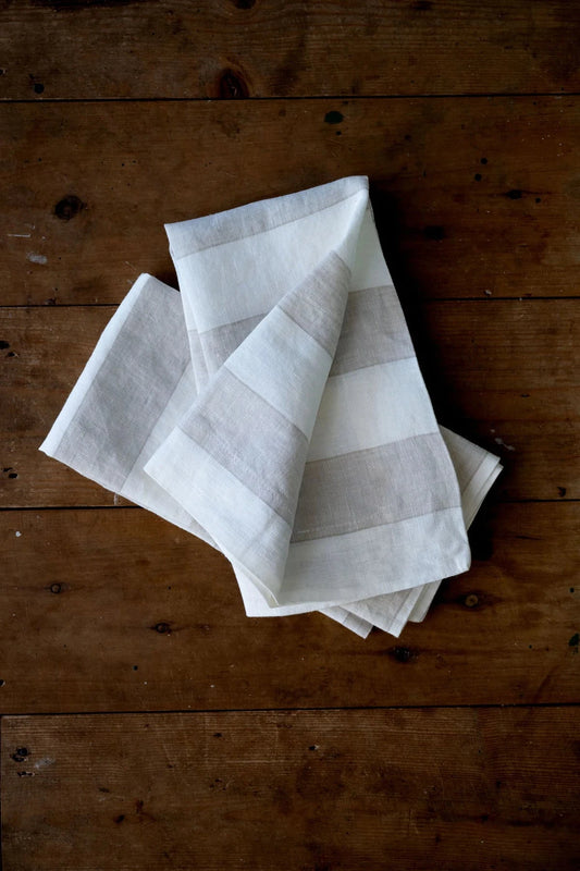 Long Lunch Linen - Portobello Stripe Linen Napkins