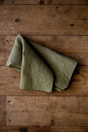 Long Lunch Linen - Caper Berry Green Linen Napkins