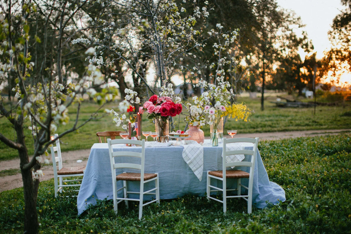 Long Lunch Linen - Duck Egg Blue Linen Tablecloth