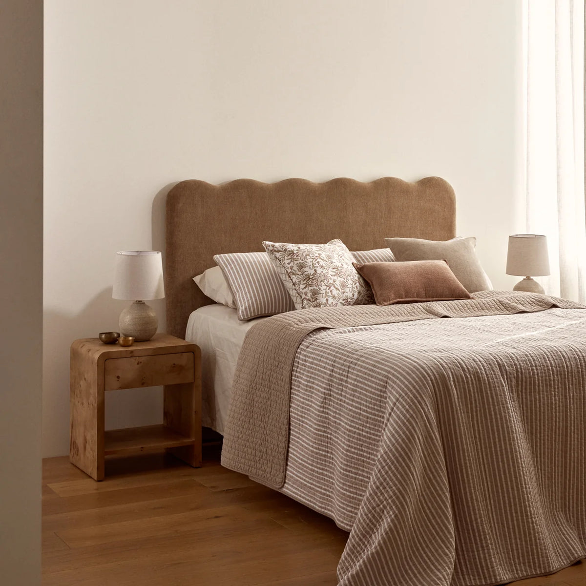Sinclair Coffee Striped Quilt Coverlet