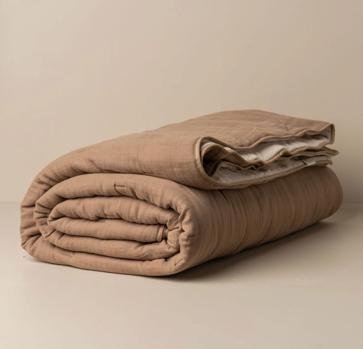 Enes Quilted Bed Cover - Taupe
