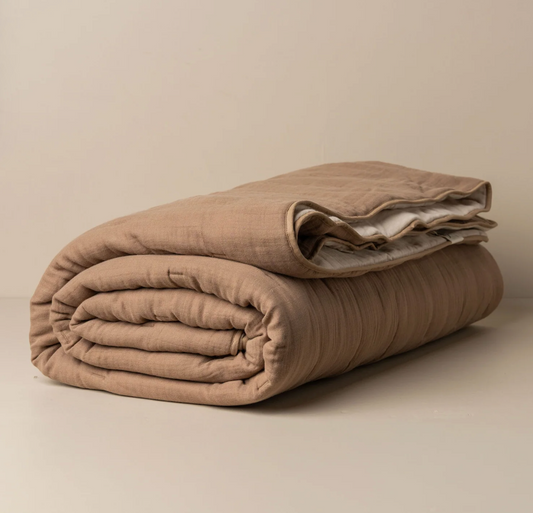 Enes Quilted Bed Cover - Taupe