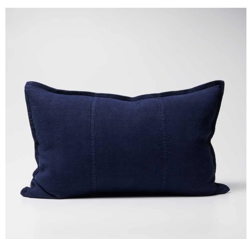 Luca Linen Outdoor Cushion - Navy 40x60cm