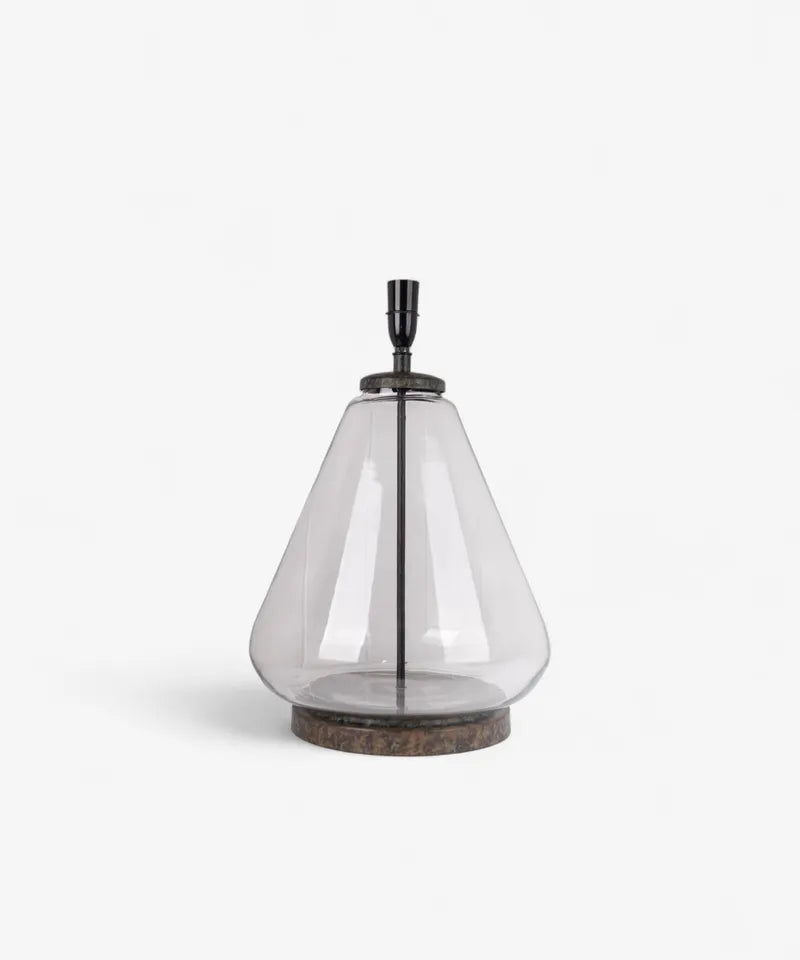 Tear Shape Glass Lampbase with Black Coolie Linen Shade