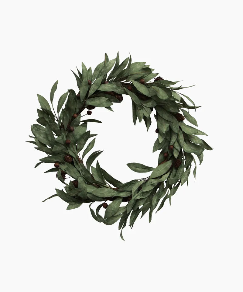 Eucalyptus and Brown Wood Berry Wreath