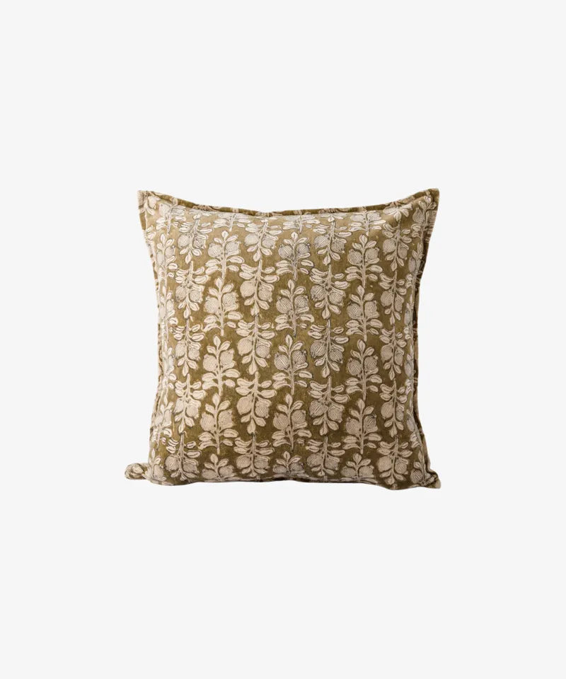 Vine Handblock Velvet Cushion