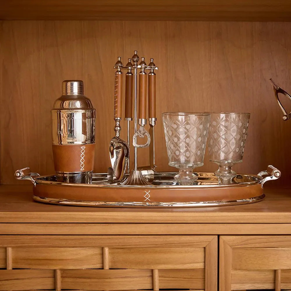 VERONA OVAL TRAY LEATHER
